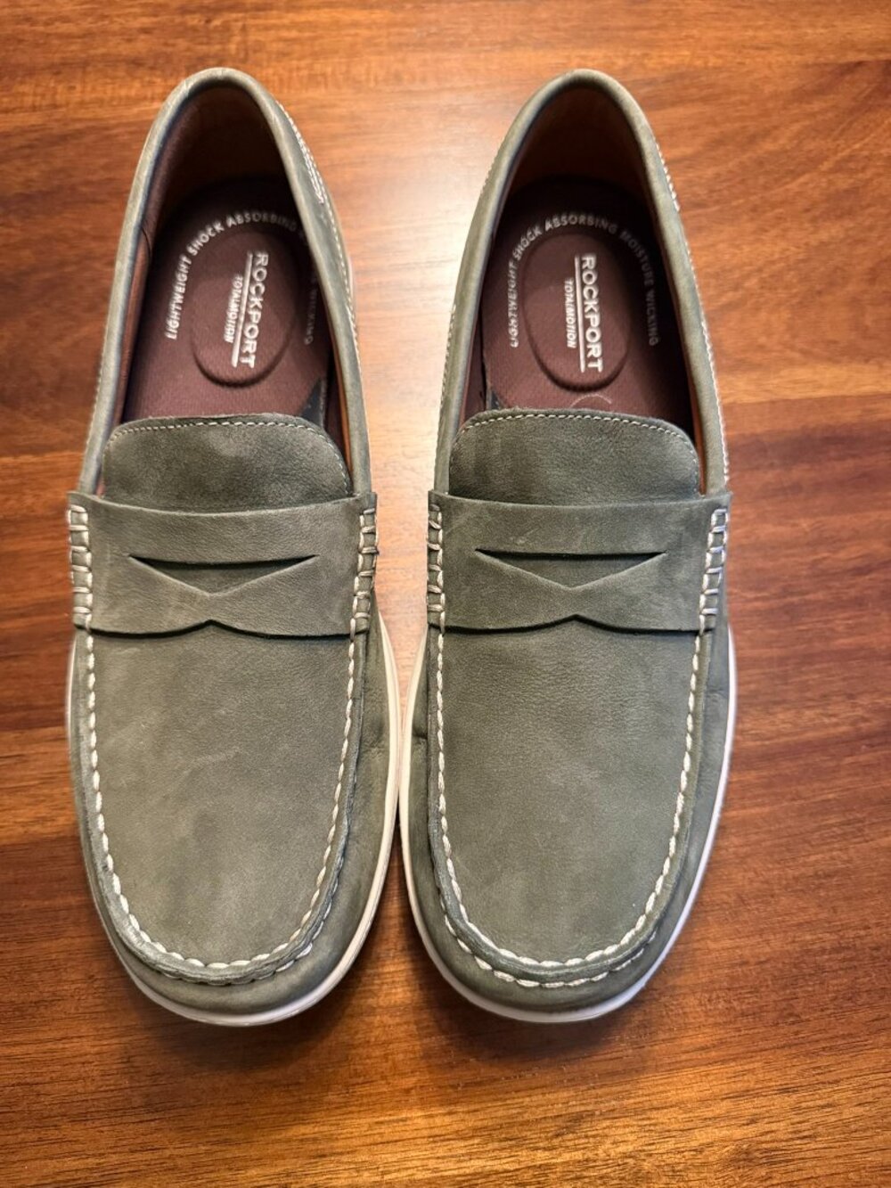 $130 New Rockport Men's Total Motion Trutech Green Suede Boat Shoes Size 8M